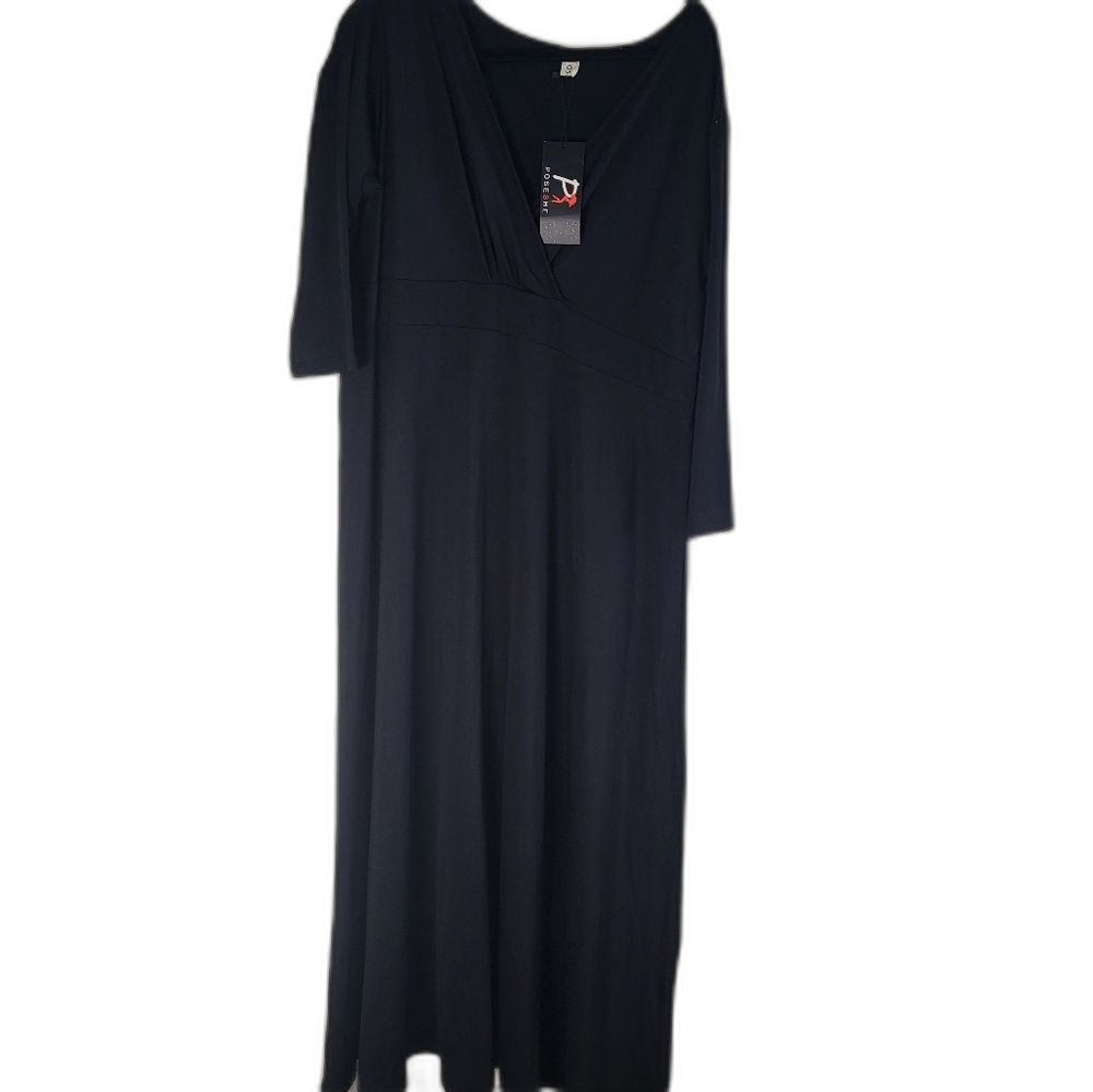 Black Long Sleeve Dress With Wrap Look Top